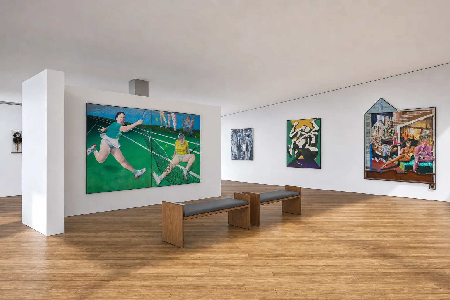 Gallery interior visualization generated from a SketchUp model with AI Enhance