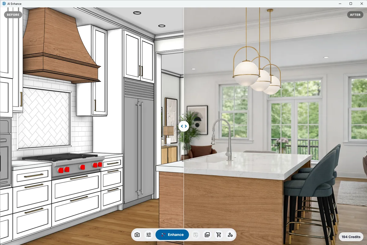 AI Enhance photorealistic render example