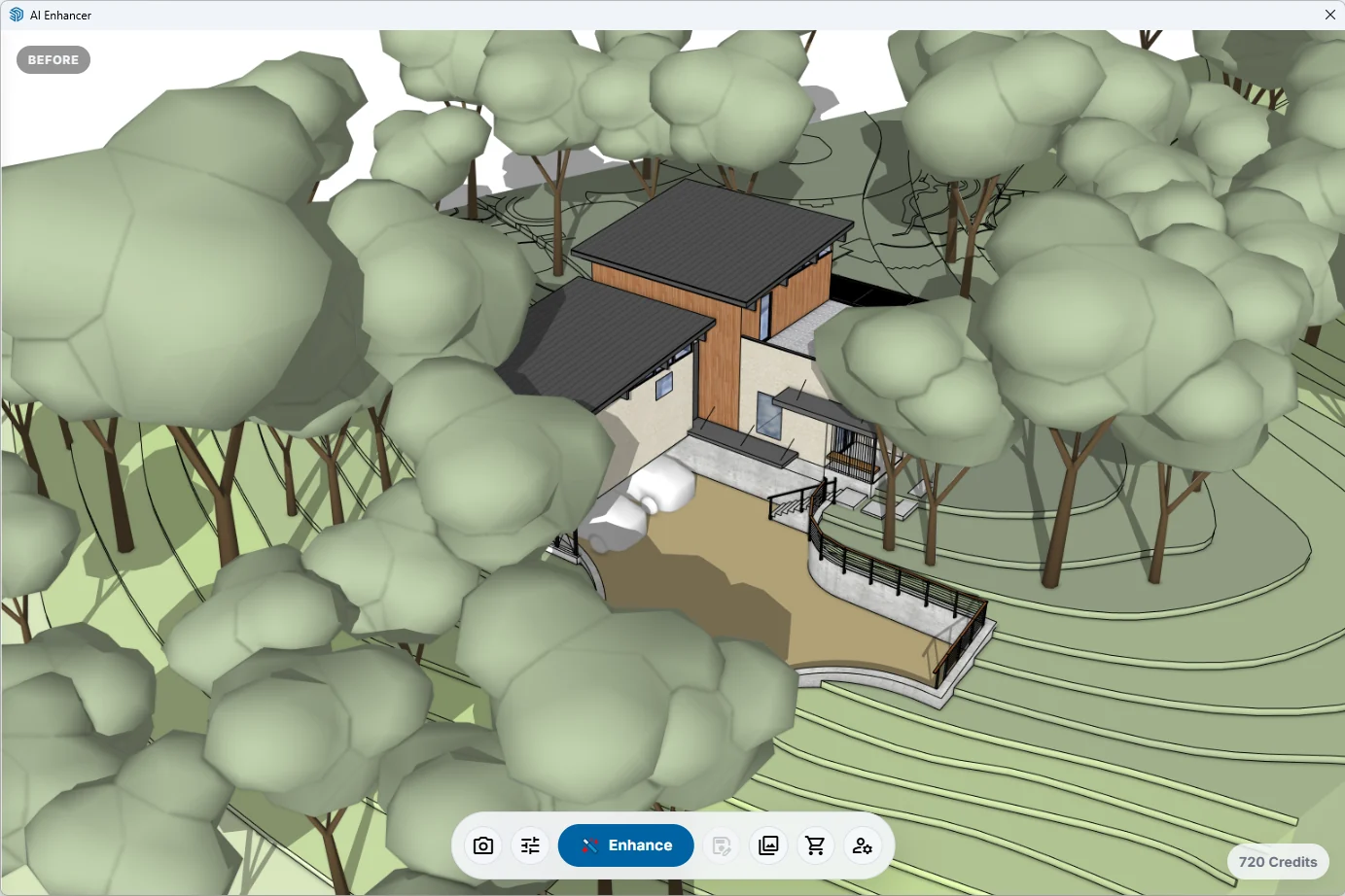Capturing the current SketchUp model view before enhancing.